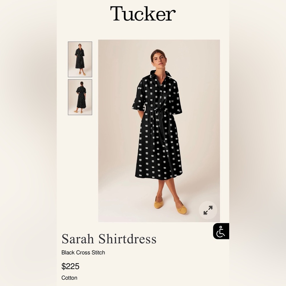 Tucker NYC Black Cross Stitch shirt dress with sash
